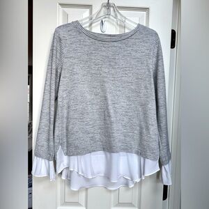 Gray and White Women's Top